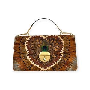 Vintage Ostrich and Pheasant Feather Embellished Convertible Handbag Clutch